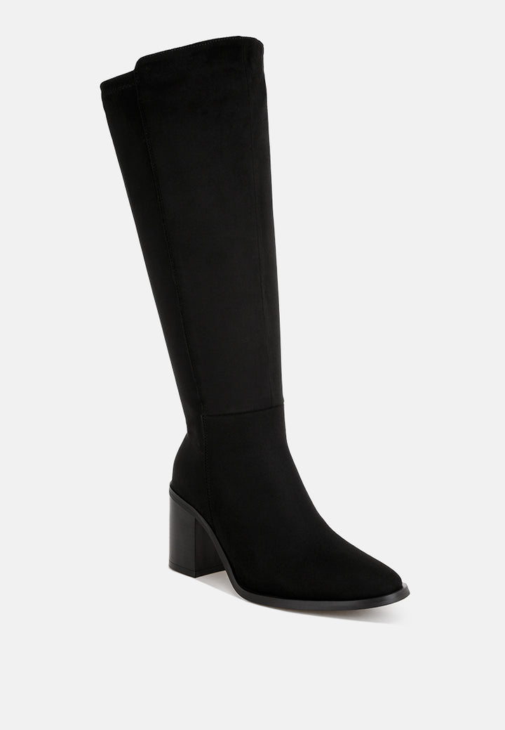 Sajama Round Toe Knee-High Boots#color_black-suede