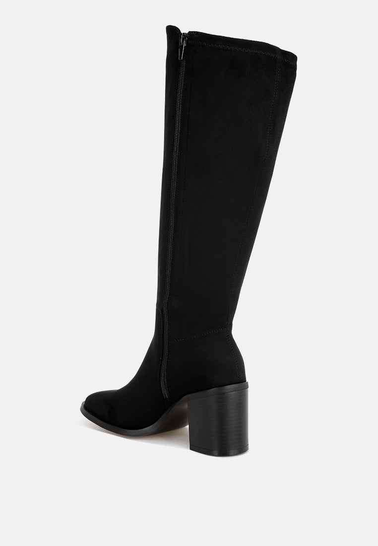 Sajama Round Toe Knee-High Boots#color_black-suede