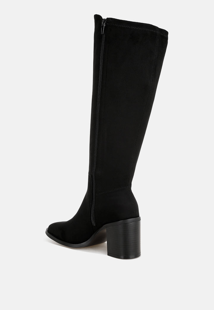 Sajama Round Toe Knee-High Boots#color_black-suede