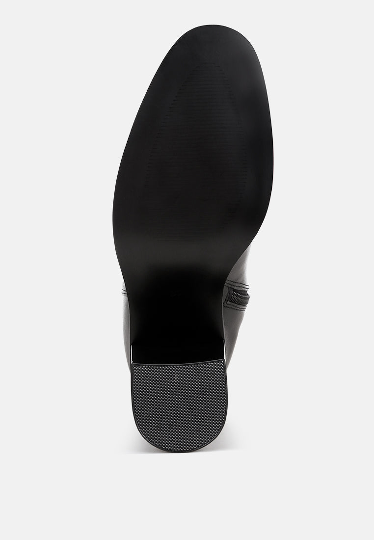Sajama Round Toe Knee-High Boots#color_black-smooth