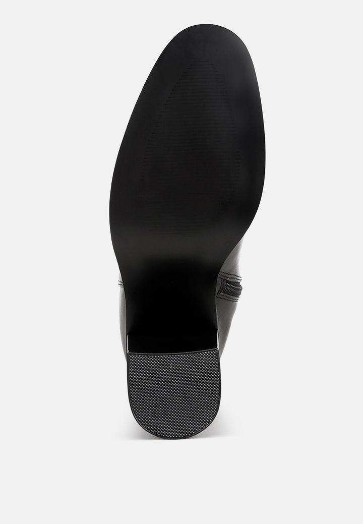 Sajama Round Toe Knee-High Boots#color_black-smooth