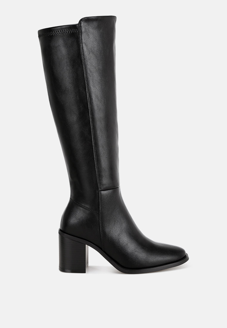 Sajama Round Toe Knee-High Boots#color_black-smooth