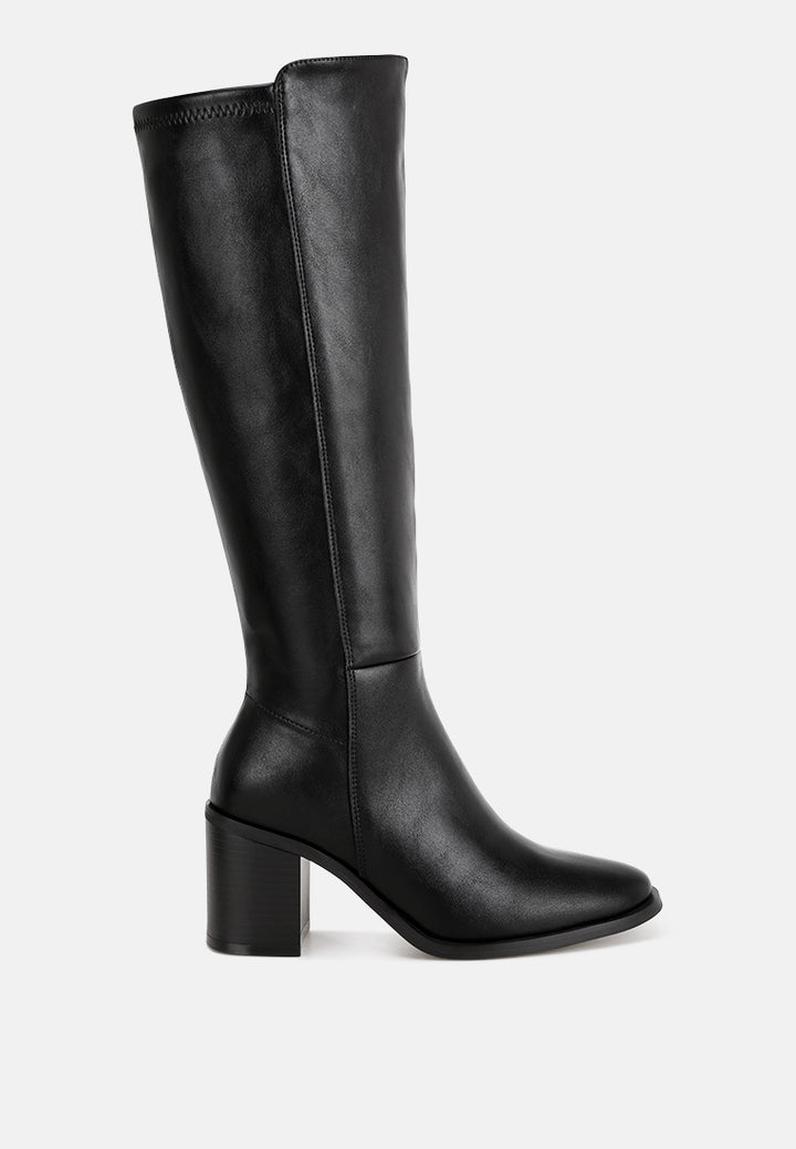 Sajama Round Toe Knee-High Boots#color_black-smooth