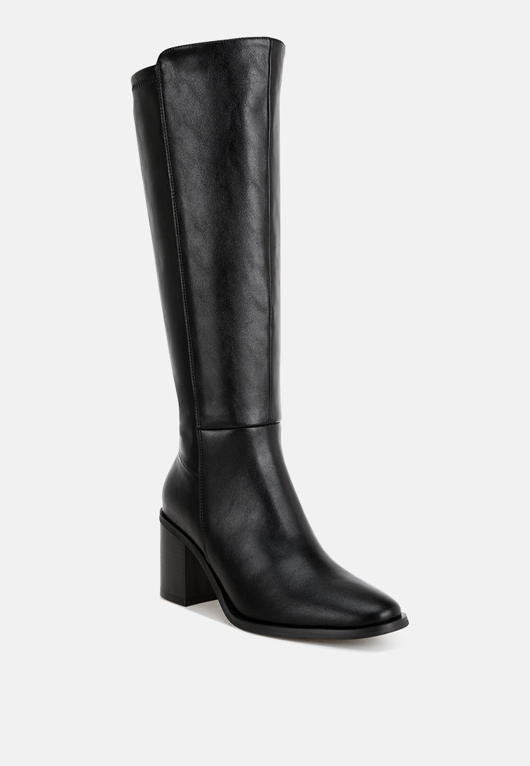 Sajama Round Toe Knee-High Boots#color_black-smooth