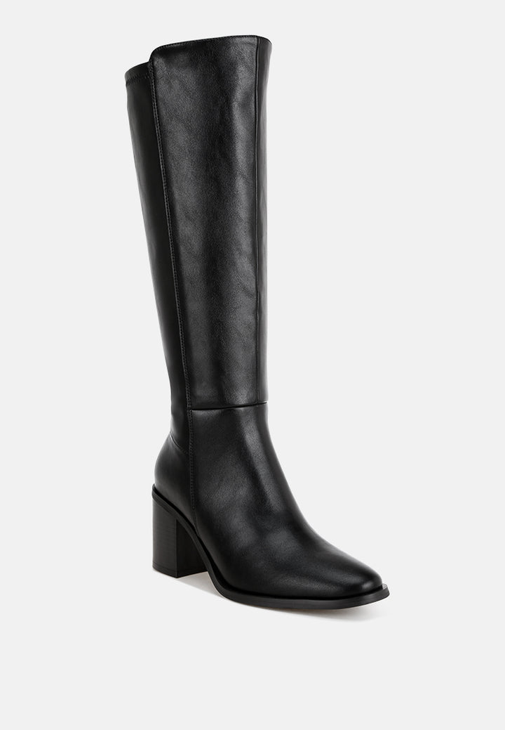 Sajama Round Toe Knee-High Boots#color_black-smooth