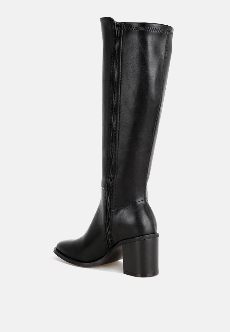 Sajama Round Toe Knee-High Boots#color_black-smooth