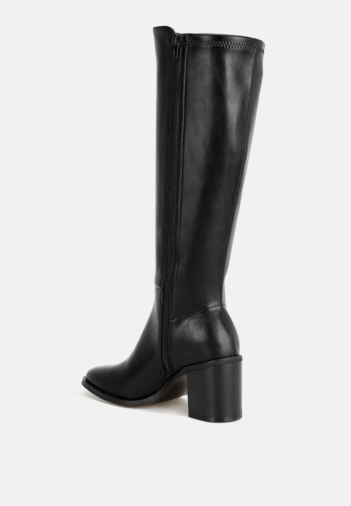 Sajama Round Toe Knee-High Boots#color_black-smooth