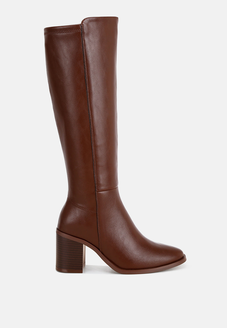 Sajama Round Toe Knee-High Boots#color_brown-smooth