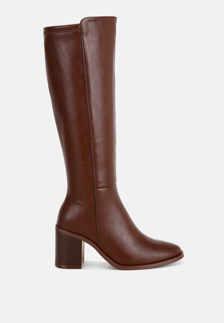 Sajama Round Toe Knee-High Boots#color_brown-smooth