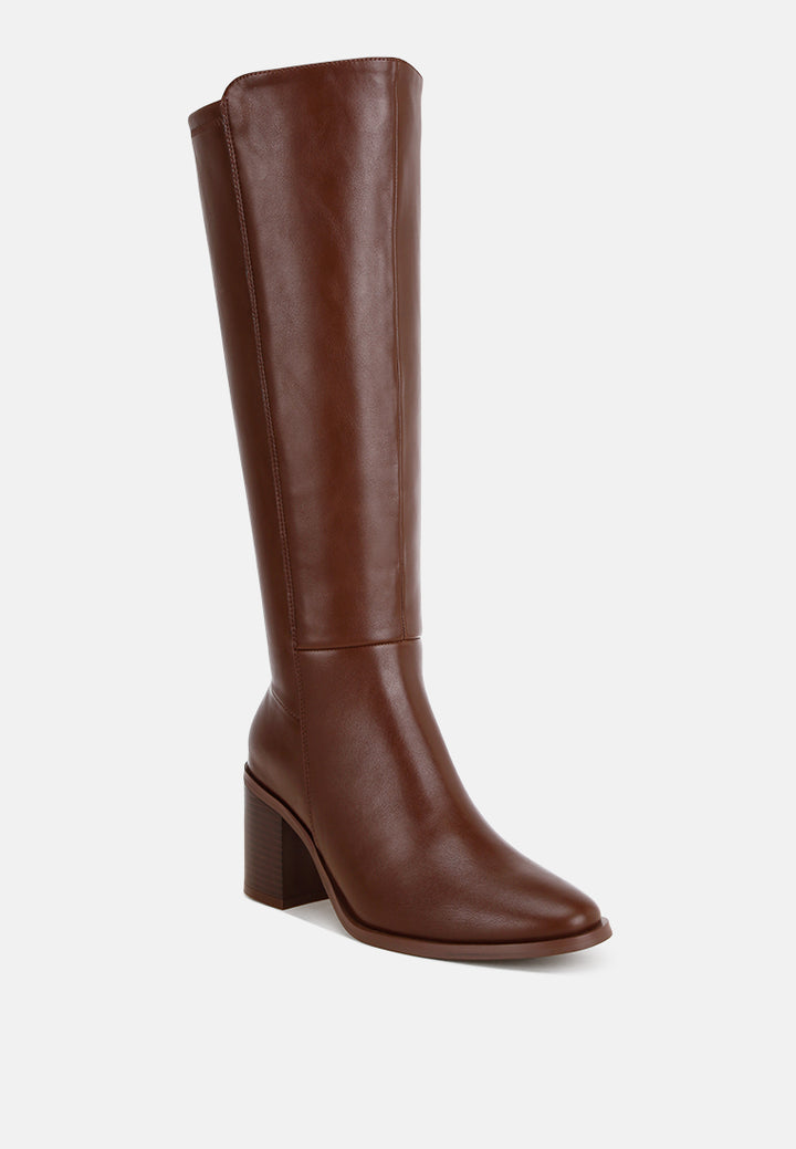 Sajama Round Toe Knee-High Boots#color_brown-smooth