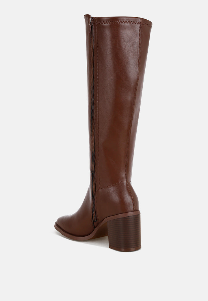Sajama Round Toe Knee-High Boots#color_brown-smooth