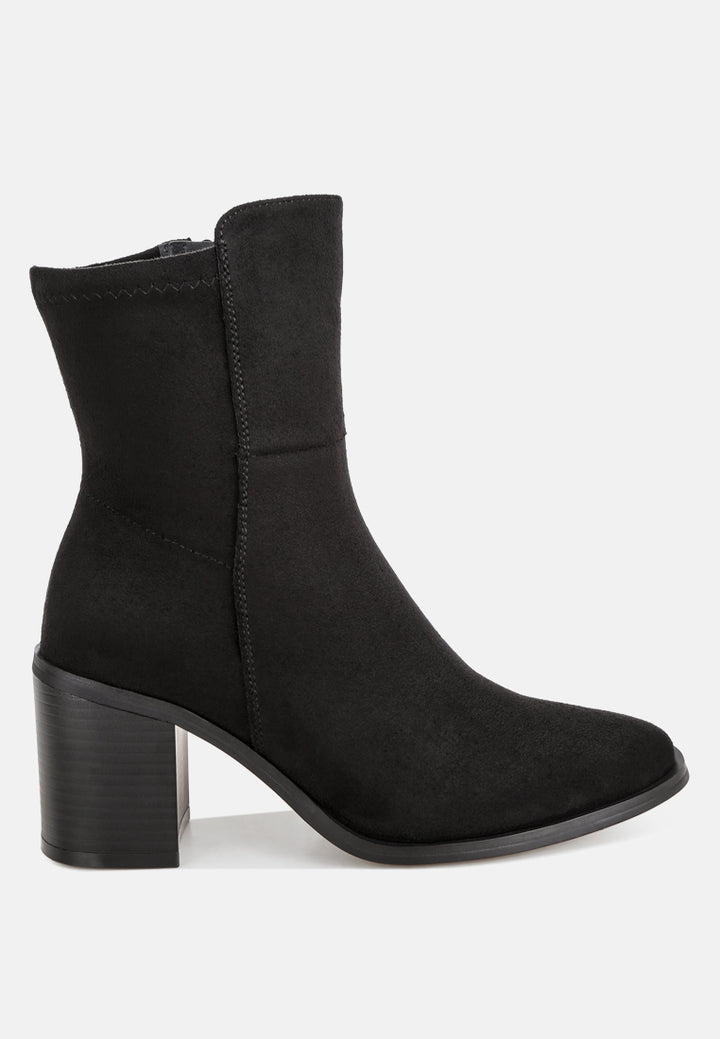 Lucania Chunky Block Heel Ankle Boots#color_black-suede