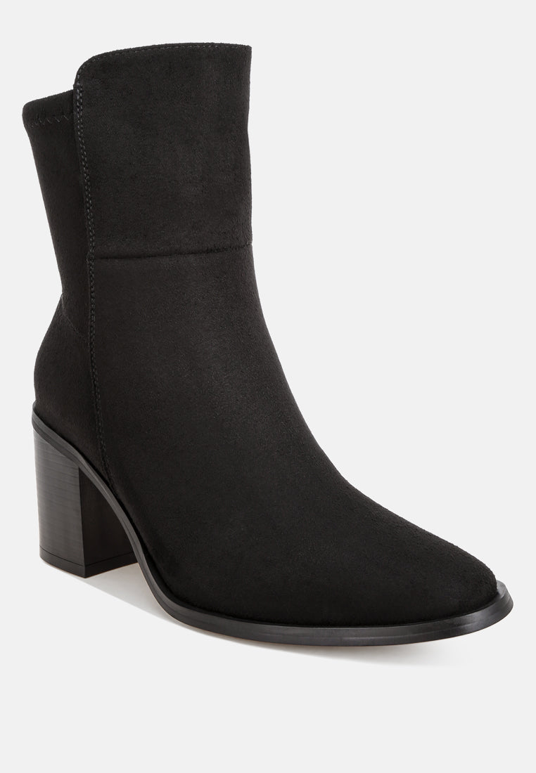 Lucania Chunky Block Heel Ankle Boots#color_black-suede