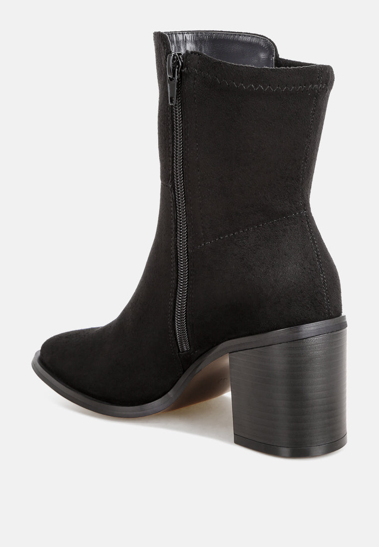 Lucania Chunky Block Heel Ankle Boots#color_black-suede
