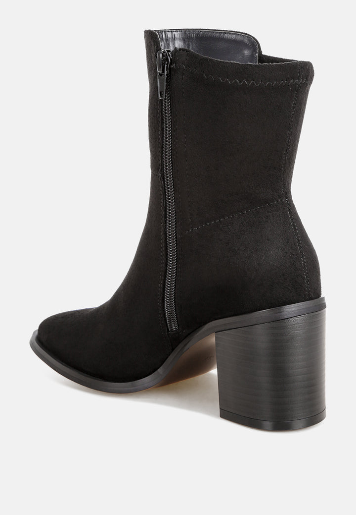 Lucania Chunky Block Heel Ankle Boots#color_black-suede