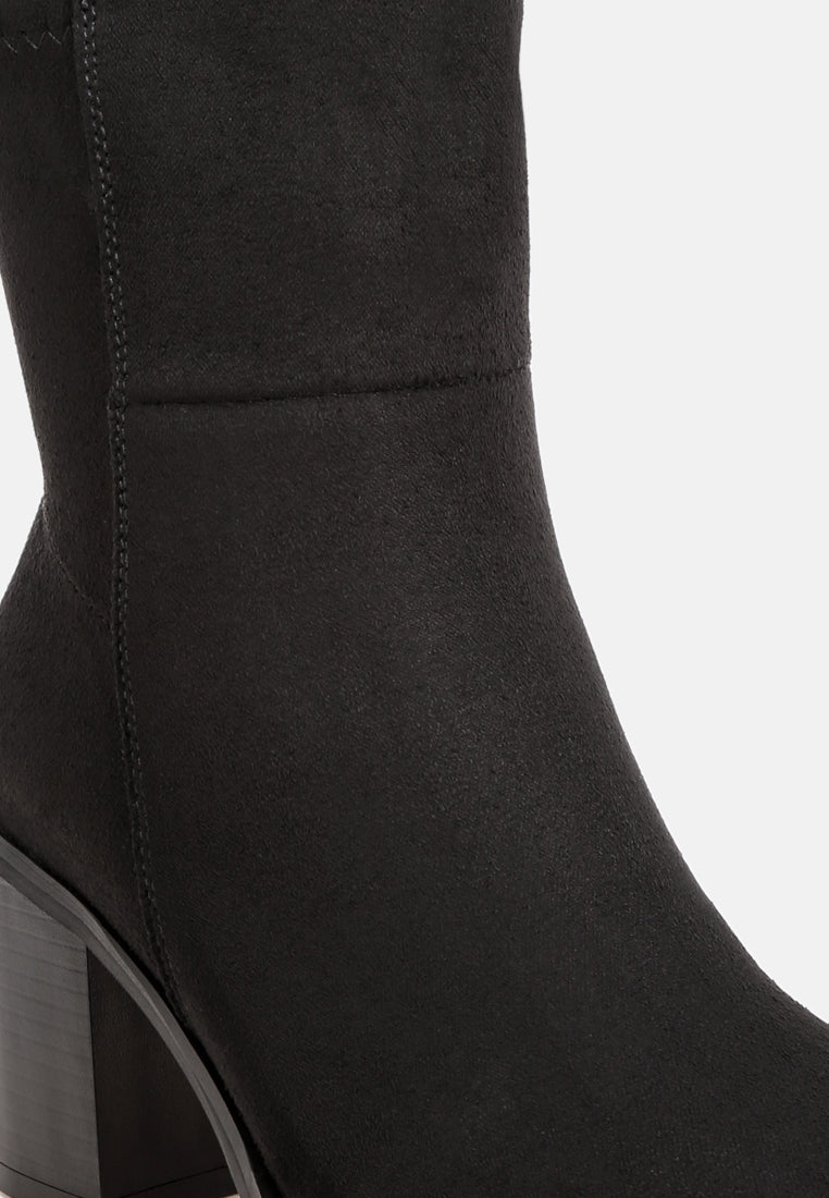 Lucania Chunky Block Heel Ankle Boots#color_black-suede
