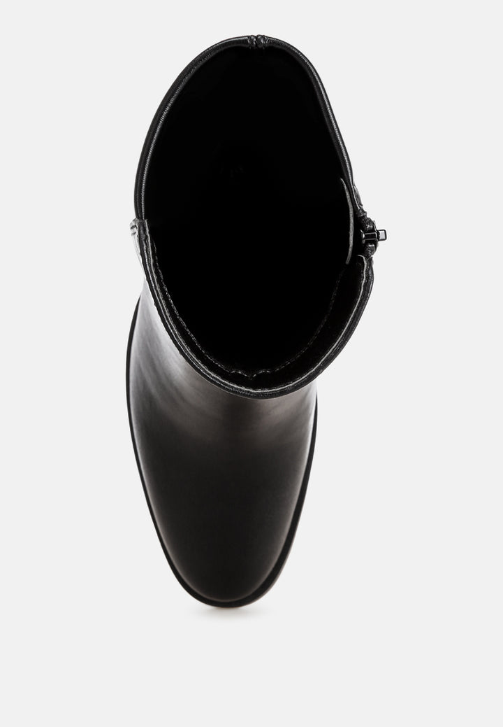 Lucania Chunky Block Heel Ankle Boots#color_black-smooth
