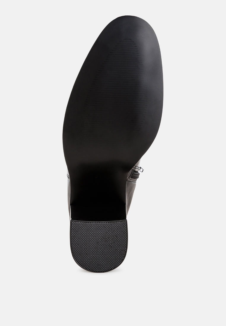 Lucania Chunky Block Heel Ankle Boots#color_black-smooth