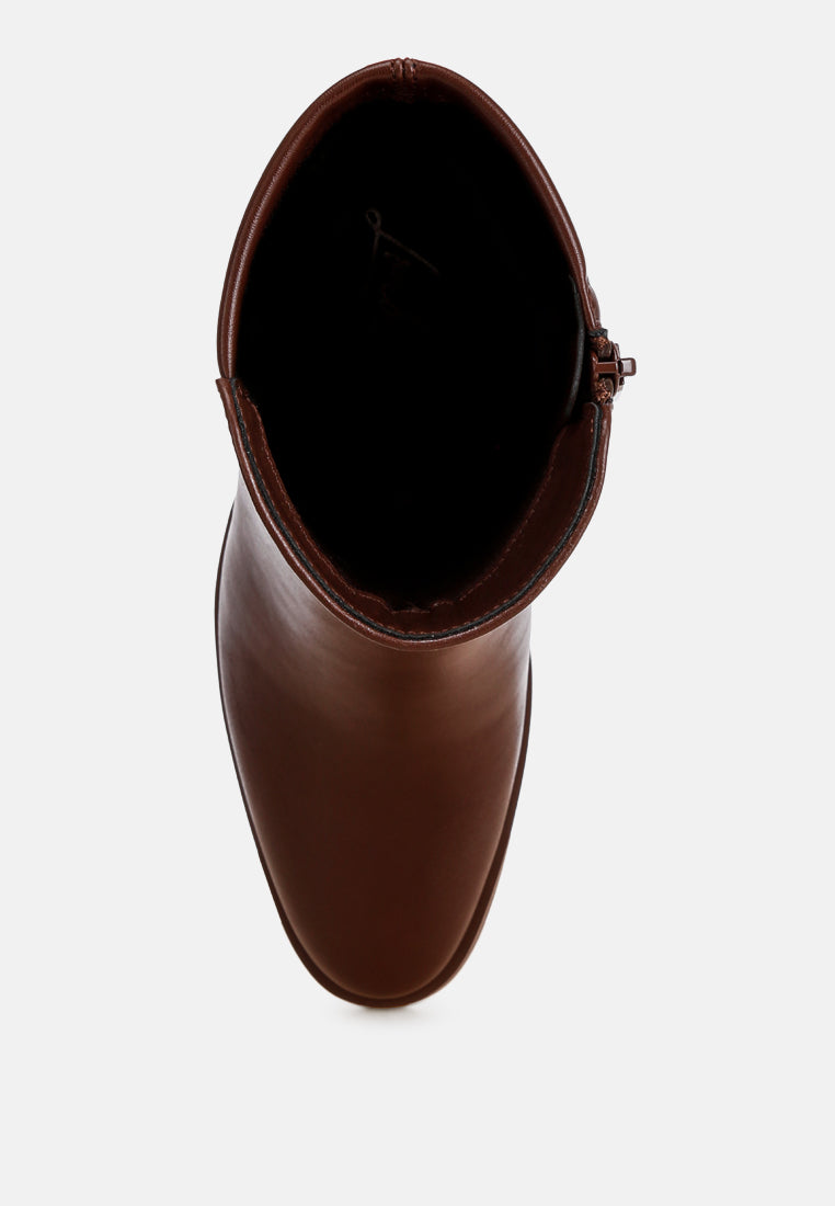 Lucania Chunky Block Heel Ankle Boots#color_brown-smooth