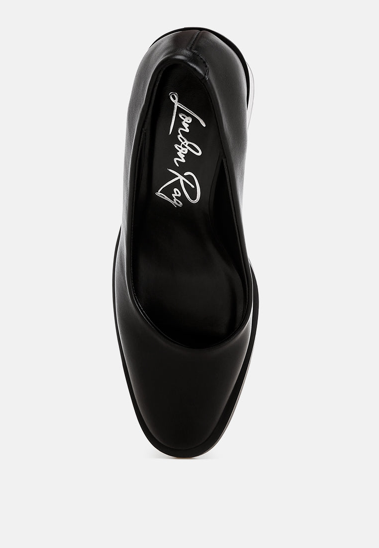 Amalina Almond Toe Block Heel Pumps#color_black-smooth