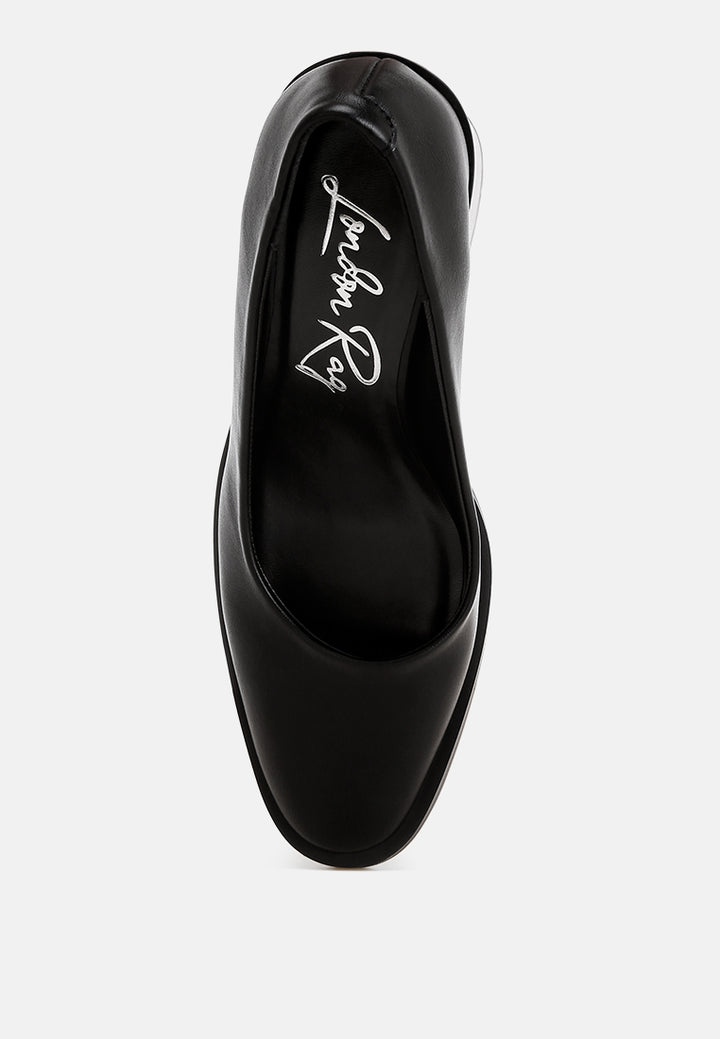 Amalina Almond Toe Block Heel Pumps#color_black-smooth