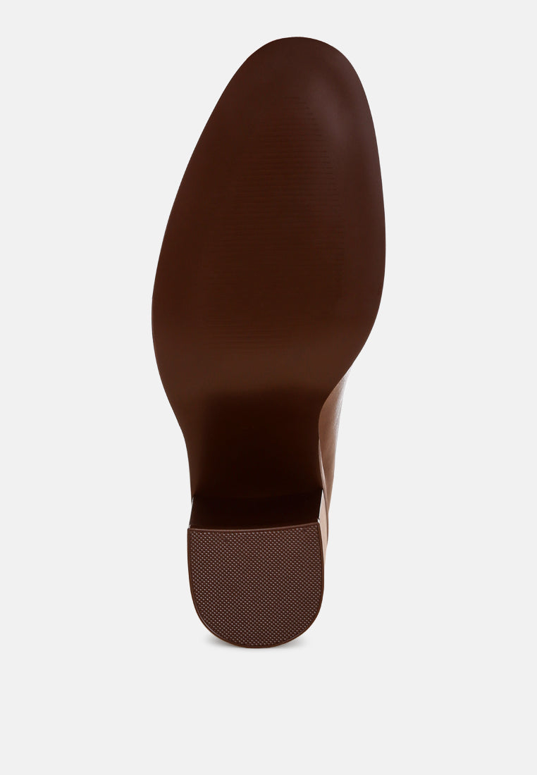 Amalina Almond Toe Block Heel Pumps#color_brown-smooth