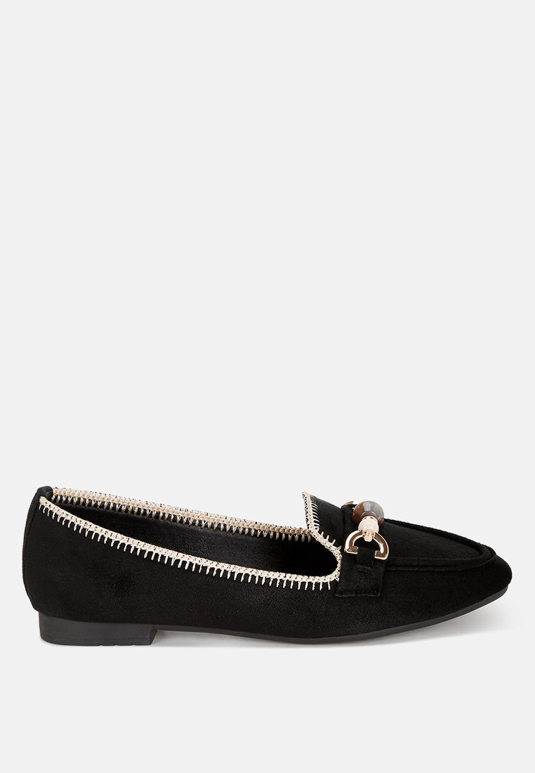 Rothams Bead Embellished Ballet Flats#color_black-suede