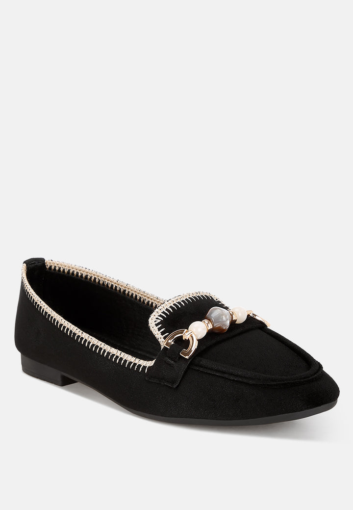 Rothams Bead Embellished Ballet Flats#color_black-suede
