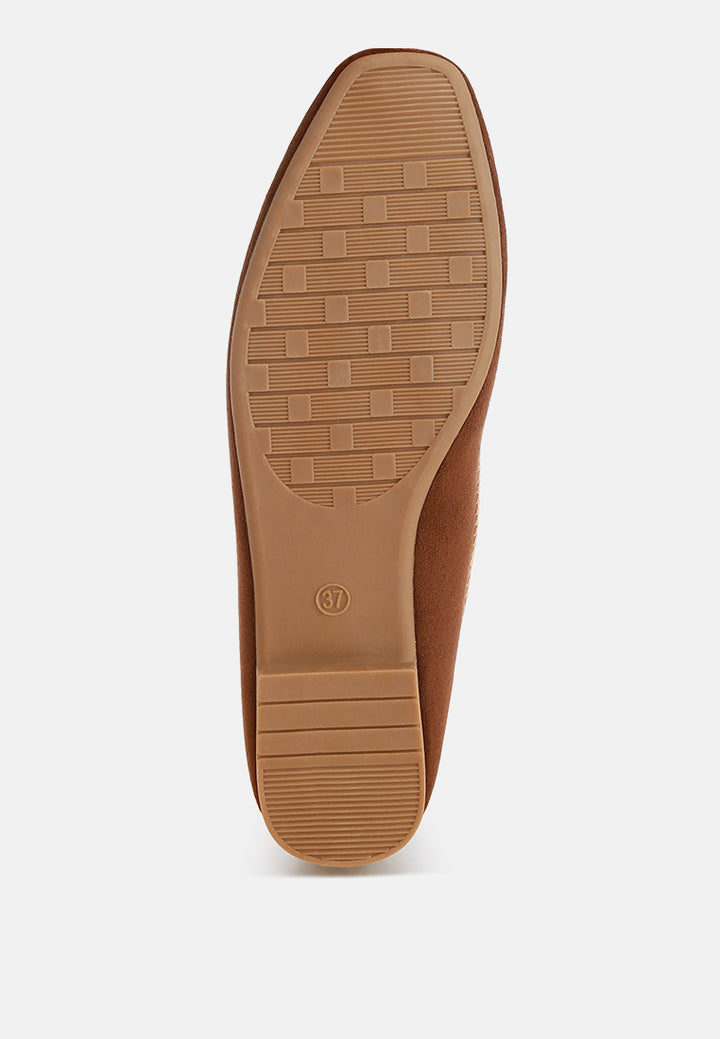 Rothams Bead Embellished Ballet Flats#color_brown-suede