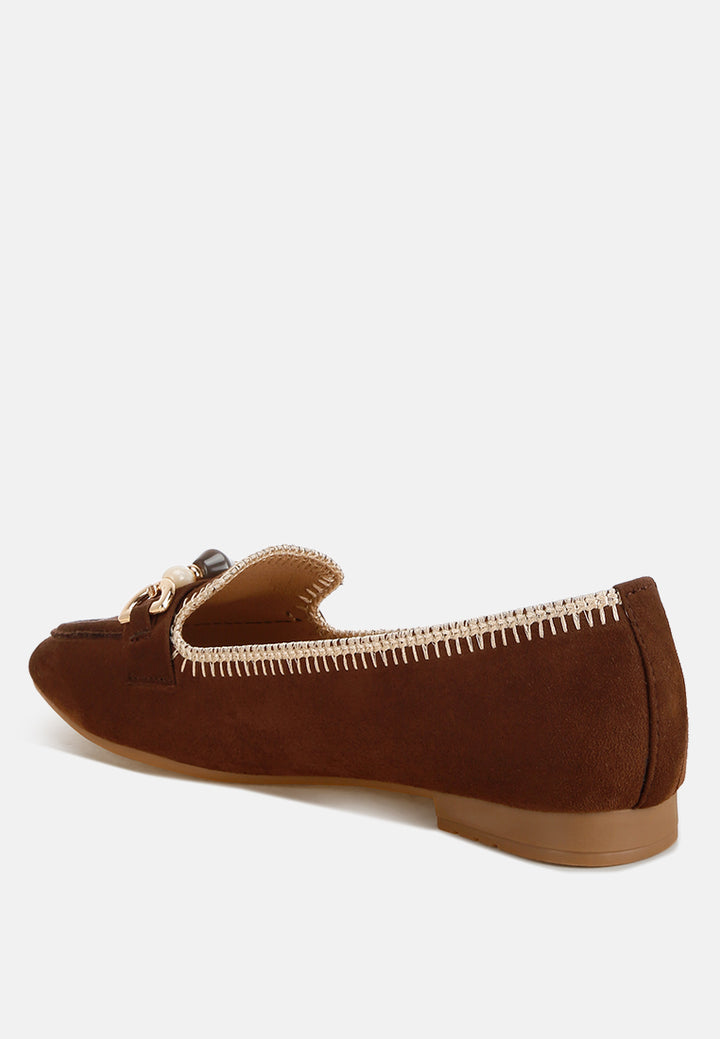 Rothams Bead Embellished Ballet Flats#color_brown-suede