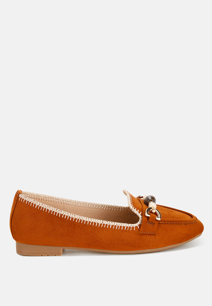 Rothams Bead Embellished Ballet Flats#color_tan-suede