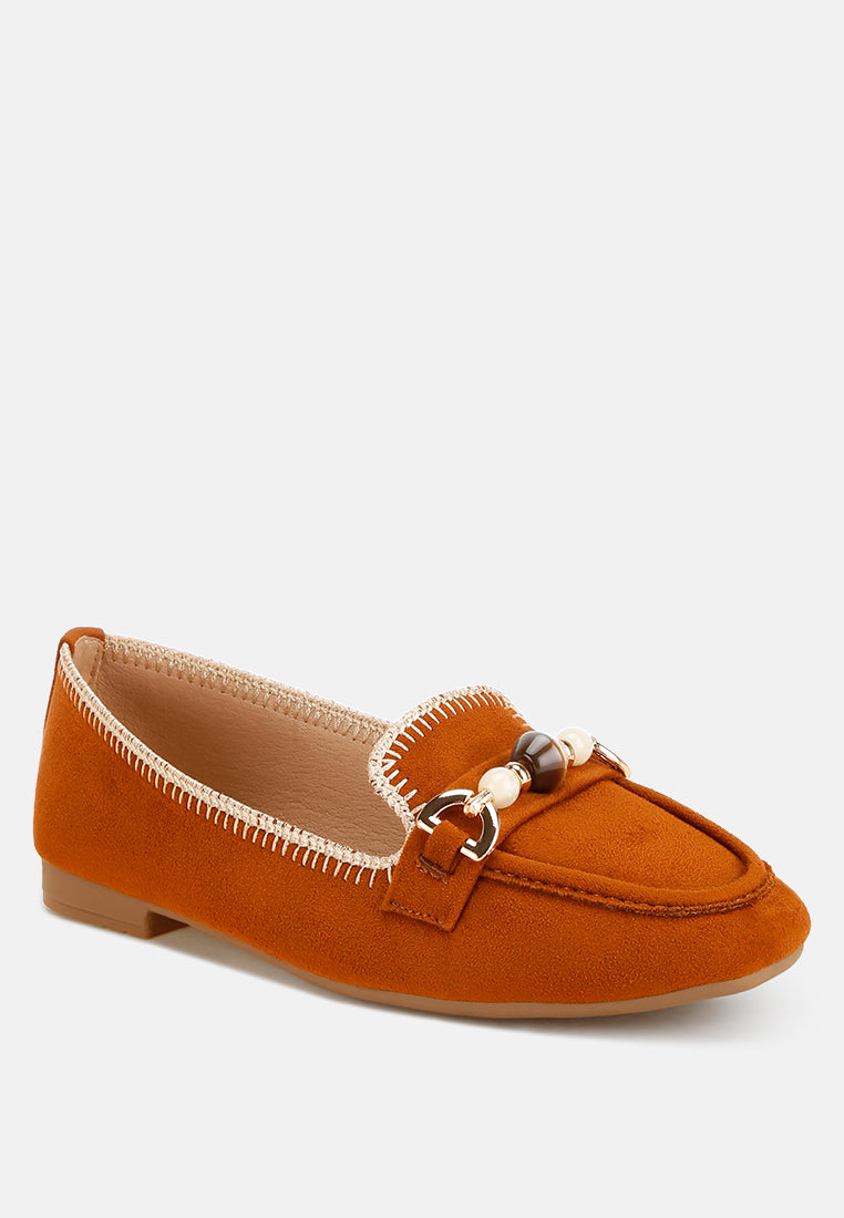 Rothams Bead Embellished Ballet Flats#color_tan-suede