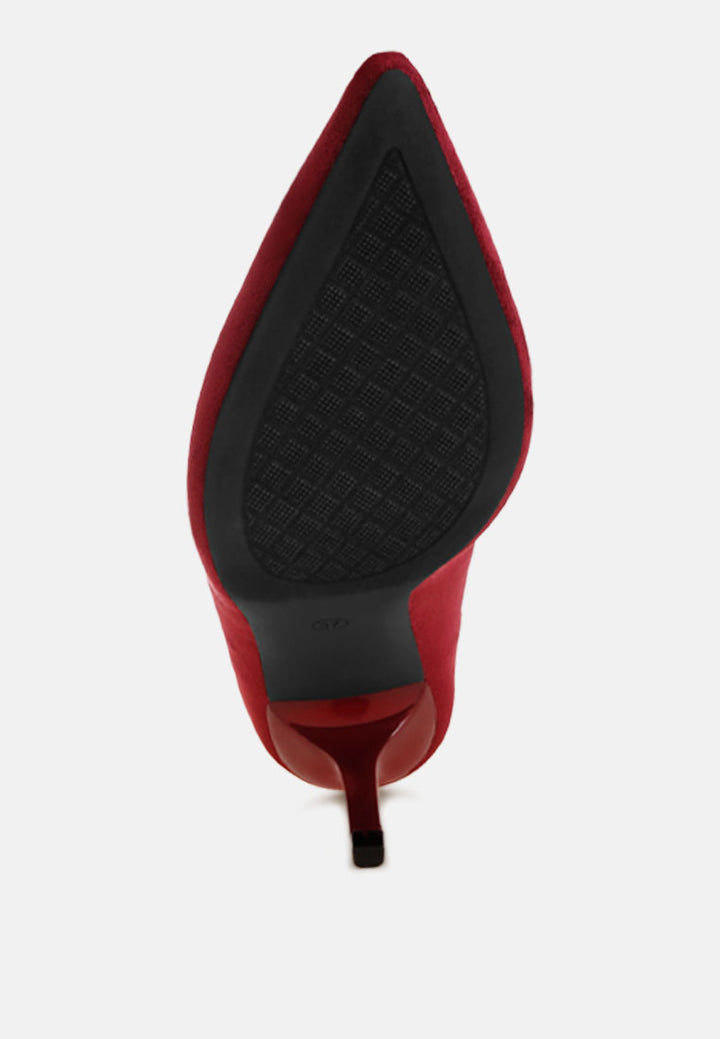 Iridese Pointed Toe Pump Heels#color_dark-red