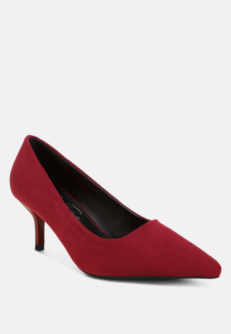 Iridese Pointed Toe Pump Heels#color_dark-red