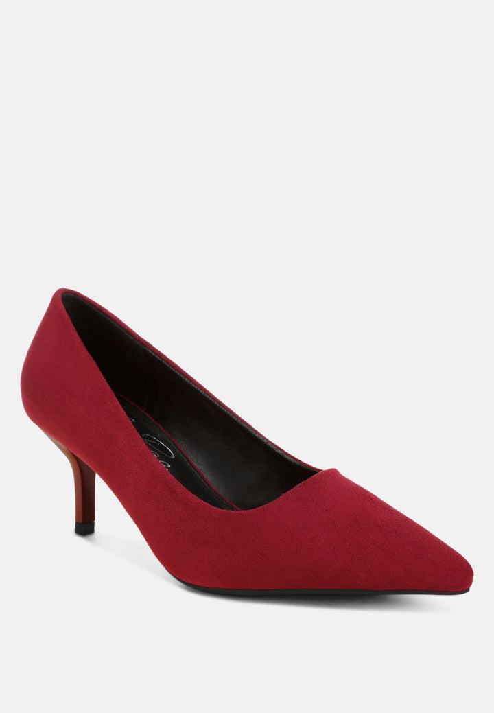 Iridese Pointed Toe Pump Heels#color_dark-red