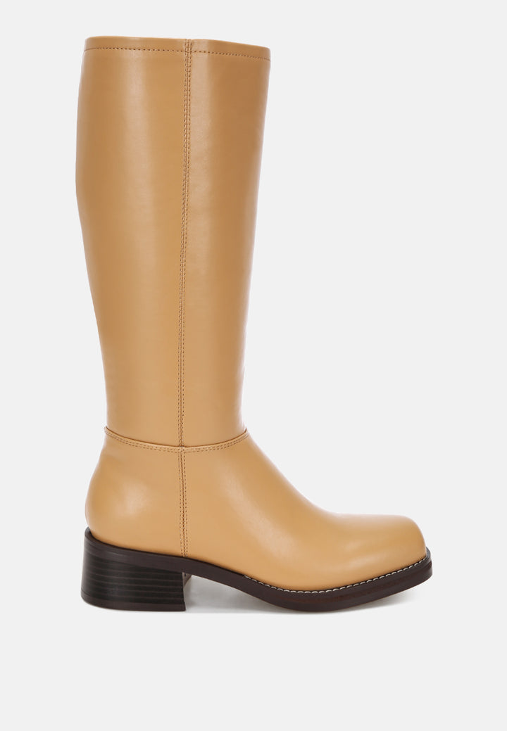Golda Knee High Block Heel Boots#color_tan-smooth