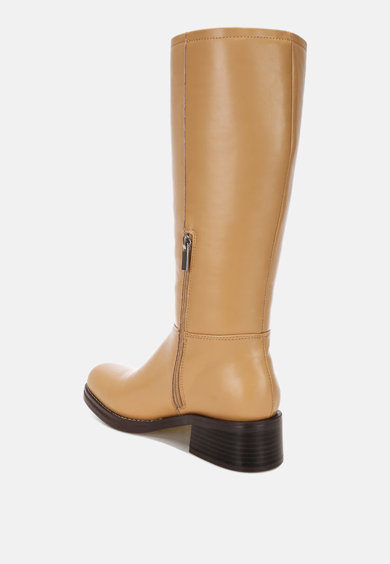 Golda Knee High Block Heel Boots#color_tan-smooth