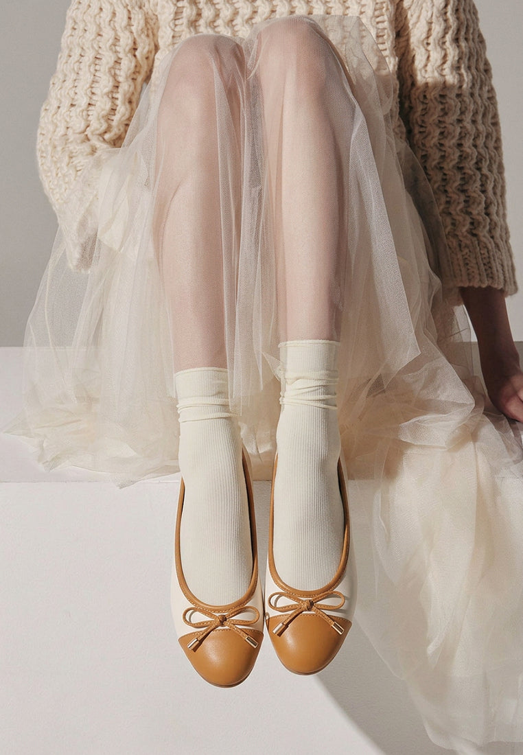 natania two tone ballet flats#color_off-white-tan