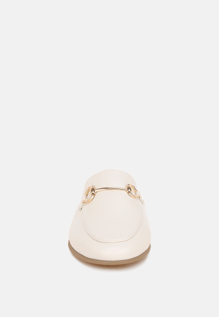 horsebit accent flat mules#color_ivory-smooth
