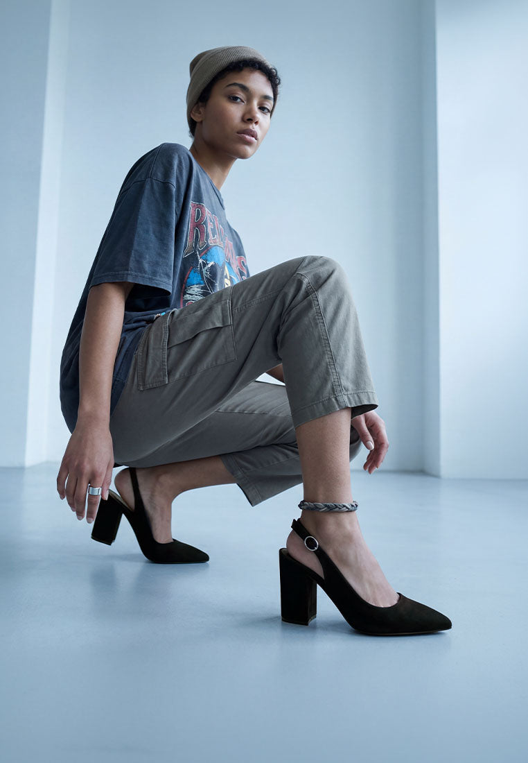omaga pin buckle slingback heels#color_black-suede