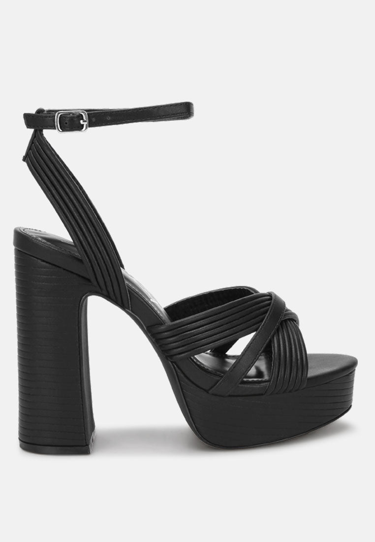 Sinda Ankle Strap Platform Heels#color_black-smooth