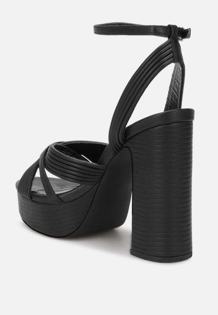 Sinda Ankle Strap Platform Heels#color_black-smooth
