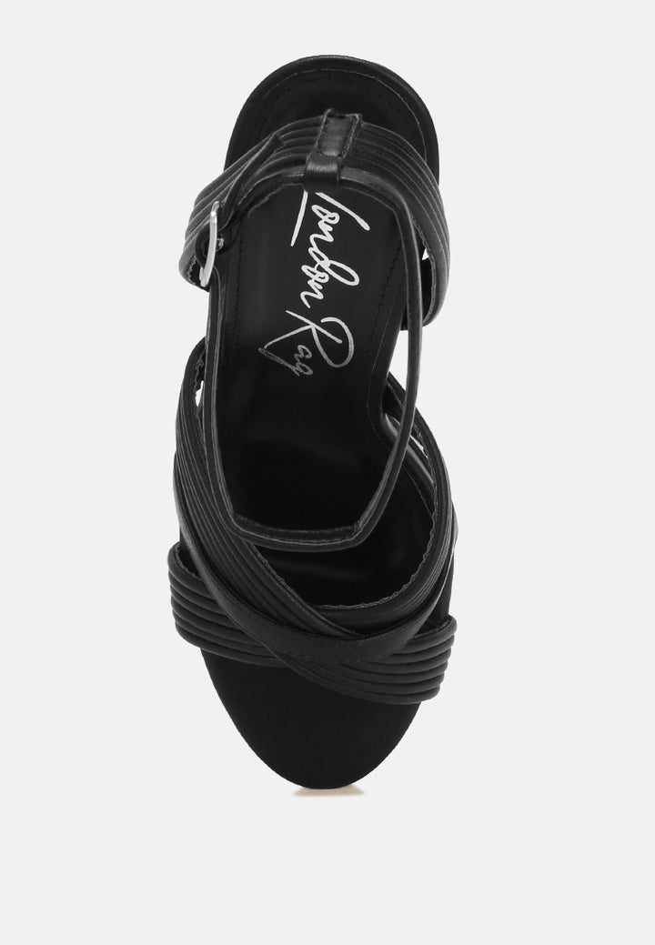 Sinda Ankle Strap Platform Heels#color_black-smooth