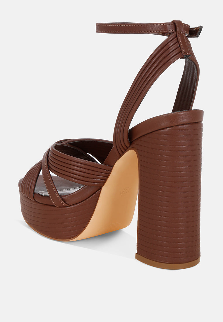 Sinda Ankle Strap Platform Heels#color_brown-smooth