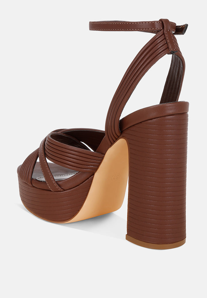 Sinda Ankle Strap Platform Heels#color_brown-smooth