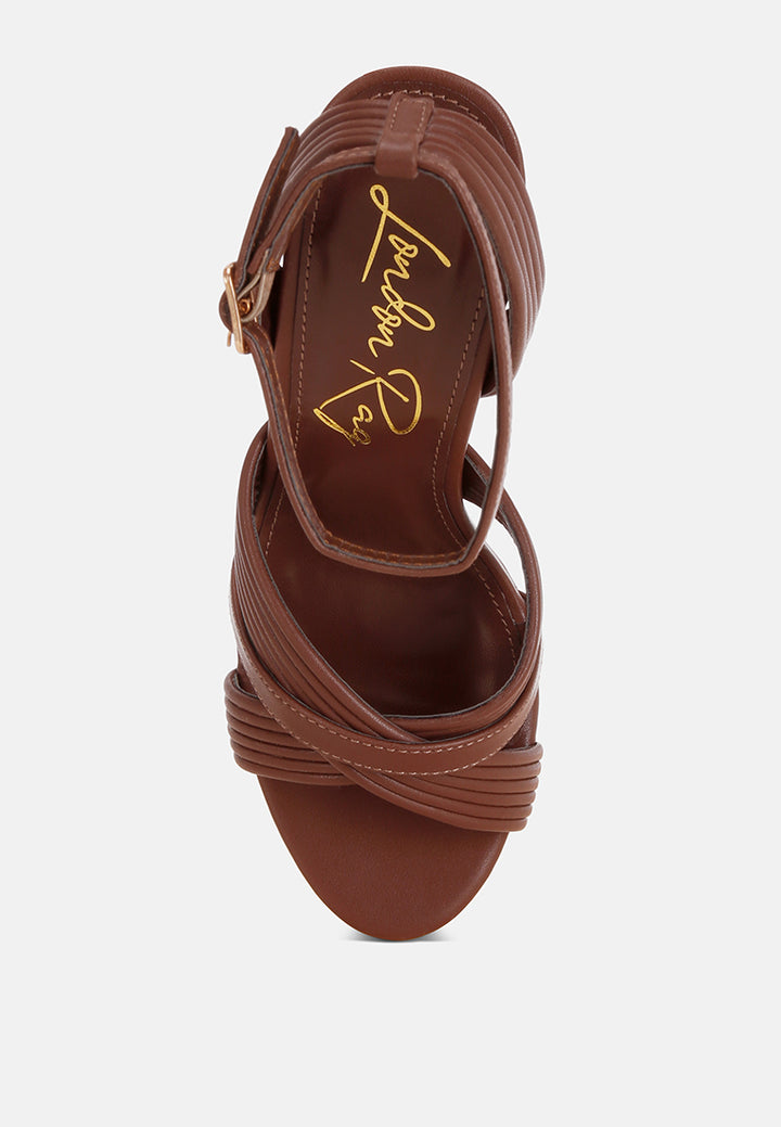 Sinda Ankle Strap Platform Heels#color_brown-smooth
