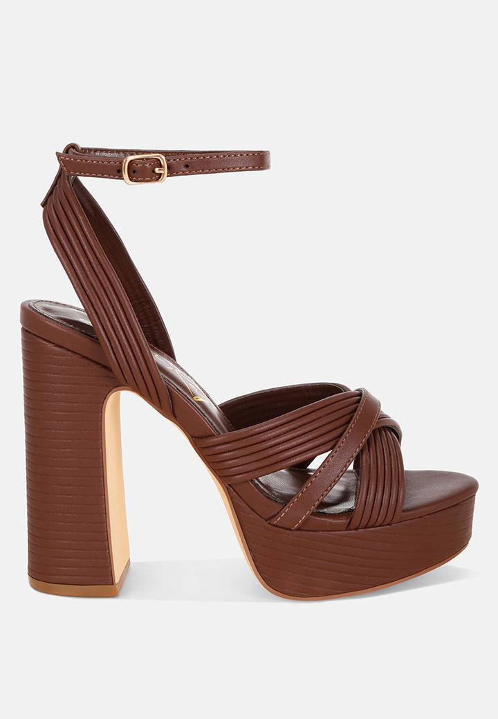 Sinda Ankle Strap Platform Heels#color_brown-smooth