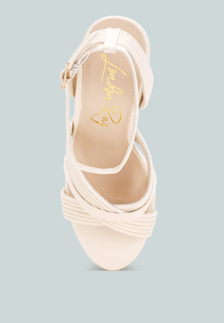 Sinda Ankle Strap Platform Heels#color_white