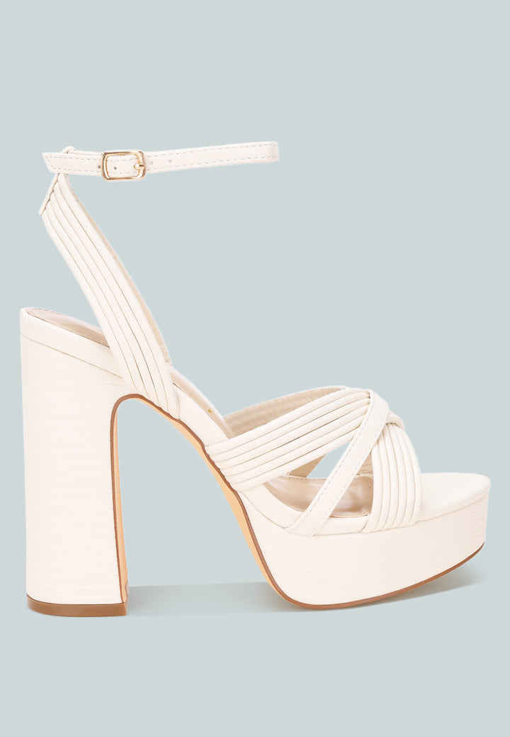Sinda Ankle Strap Platform Heels#color_white