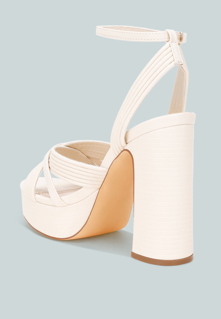 Sinda Ankle Strap Platform Heels#color_white